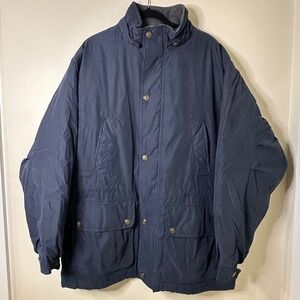 Vintage Croft & Barrow Navy Blue Puffer Jacket Full Zip Collared Mens Size L